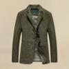 Men Fall Spring Jacket Solid Color Long Sleeve Lapel Loose Single-breasted Multi Pockets