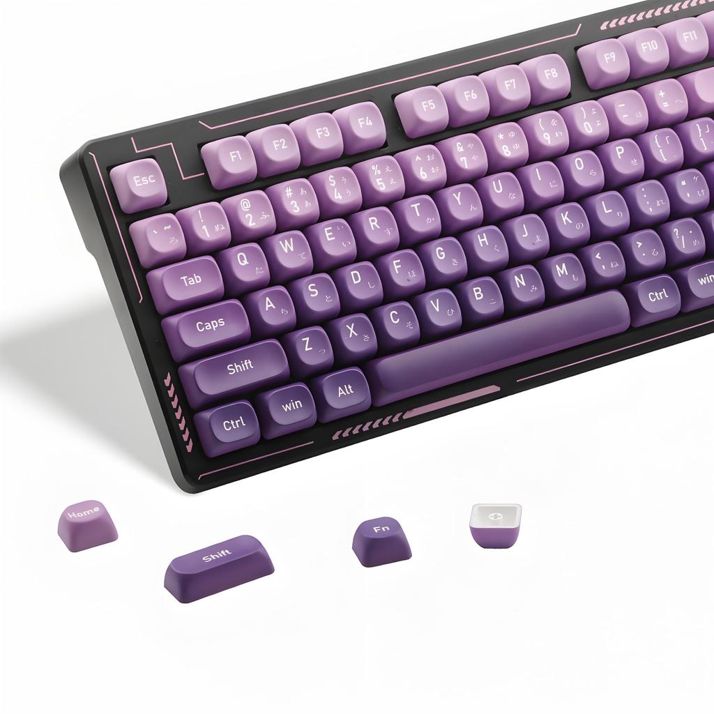 134Keys Japanese Keycaps Gradient Purple PBT Keycaps MOA Profile 5 Side Dye Sublimation DIY Keyboard Key Cap for Cherry Gateron MX Switches Mechanical