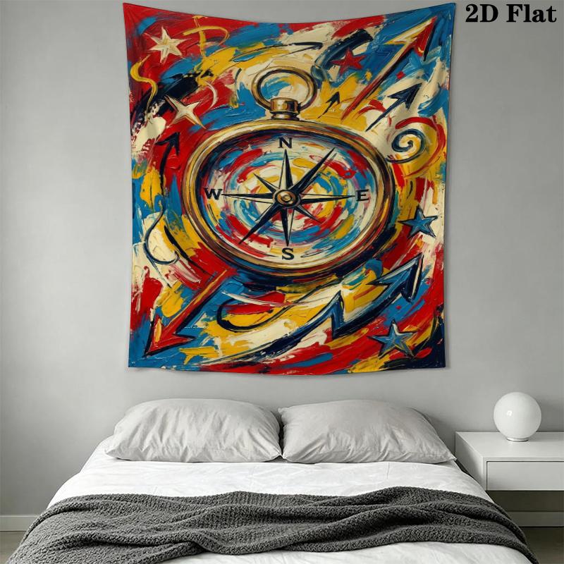 Compass Wall Tapestry Aesthetic Wall Hanging Printed Fabric Blanket Decorative Tapestries for Bedroom Living Room Home Decor