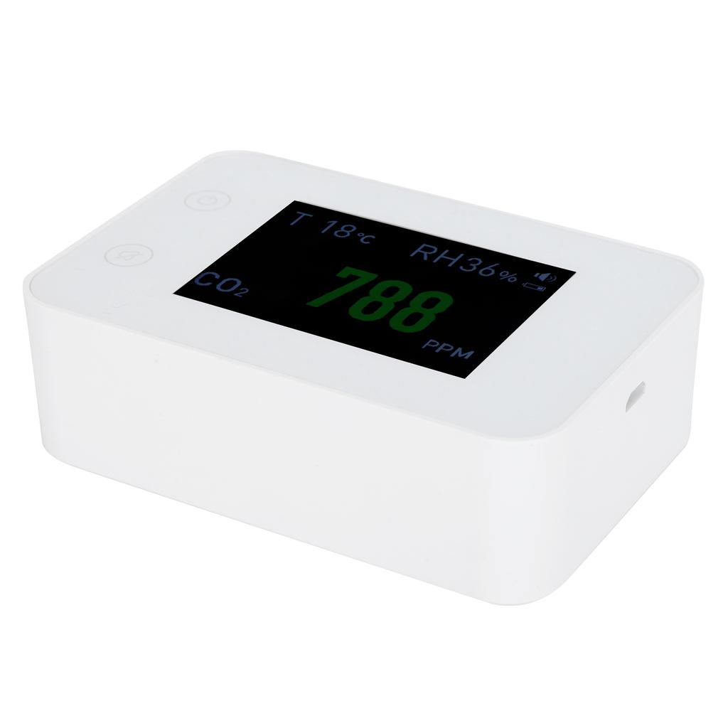 2.8in Air Quality Detector Infrared Induction Digital CO2 PM2.5 Tester USB Charging White