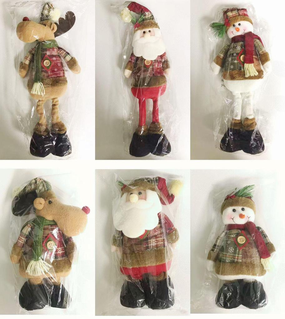Christmas Telescopic Plush Toys: Santa Claus, Snowman & Reindeer Decorations