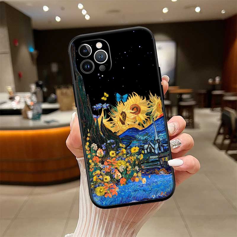 RE55 Starry Night Van Gogh Painting New High-End Shell Phone Case for Redmi Note 13 14 Pro+ Plus A3 A3X 13X 13C 13R 14S 14C 14R