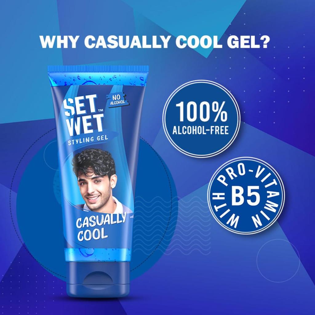 Set Wet Styling Hair Gel for Men Casually Cool Medium Hold High Shine 100gm Pack of 2