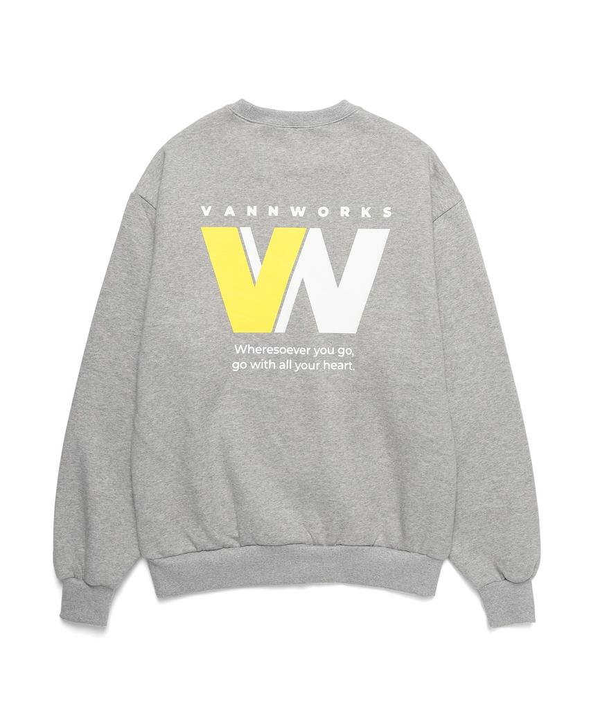 VANNWORKS New Logo Oversized Fully Fleece-Lined Sweatshirt (Vnbts405) Melange Grey