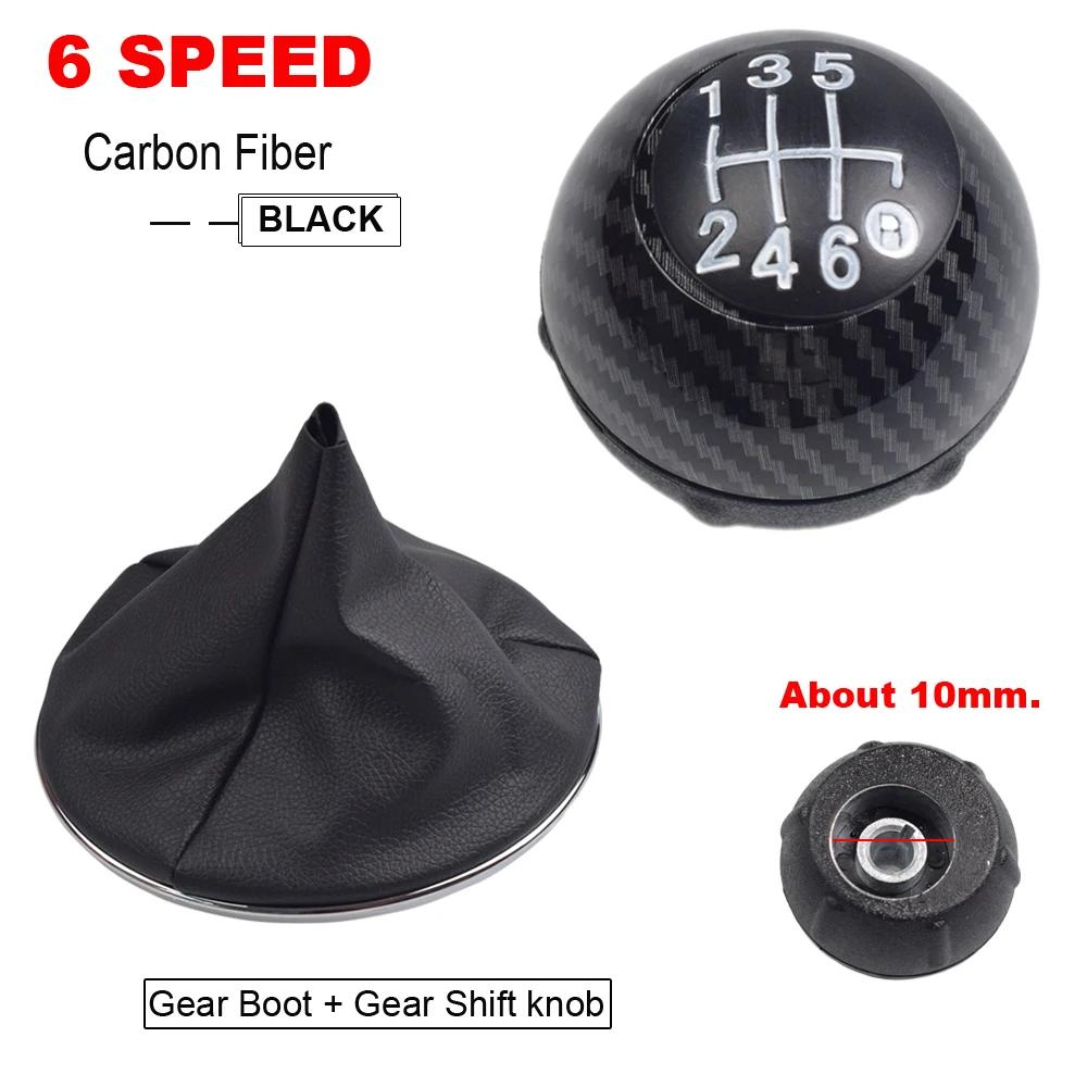 6 Speed Gear Shift Knob Shift Transmission Lever Knob Manual For Fiat 500 2012-2018 Chrome+Red 55344048