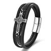 Cross Leather Rope Cowhide Men's Double Layer, Bracelet Braided Bracelet Handmade Multilayer Leather Bracelet