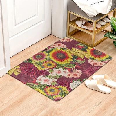Beautiful Flowers Entrance Door Floor Mat Door Mat Non-Slip Foot Pad Home Welcome Carpet for Hallway Bath Kitchen Doormat