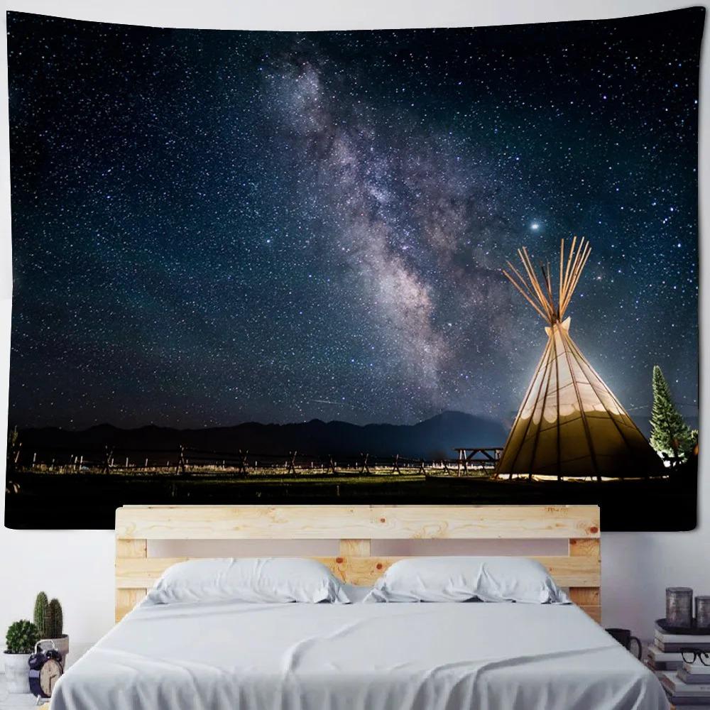 Night Forest Starry Sky Pattern Tapestry Bedroom Living Room Tapestry Home Wall Decoration Tapestry