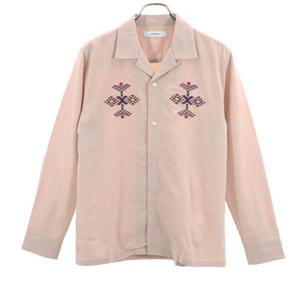 Unused Johnbull Long Sleeve Embroidery Shirt S Pink Embroidery Men's Used
