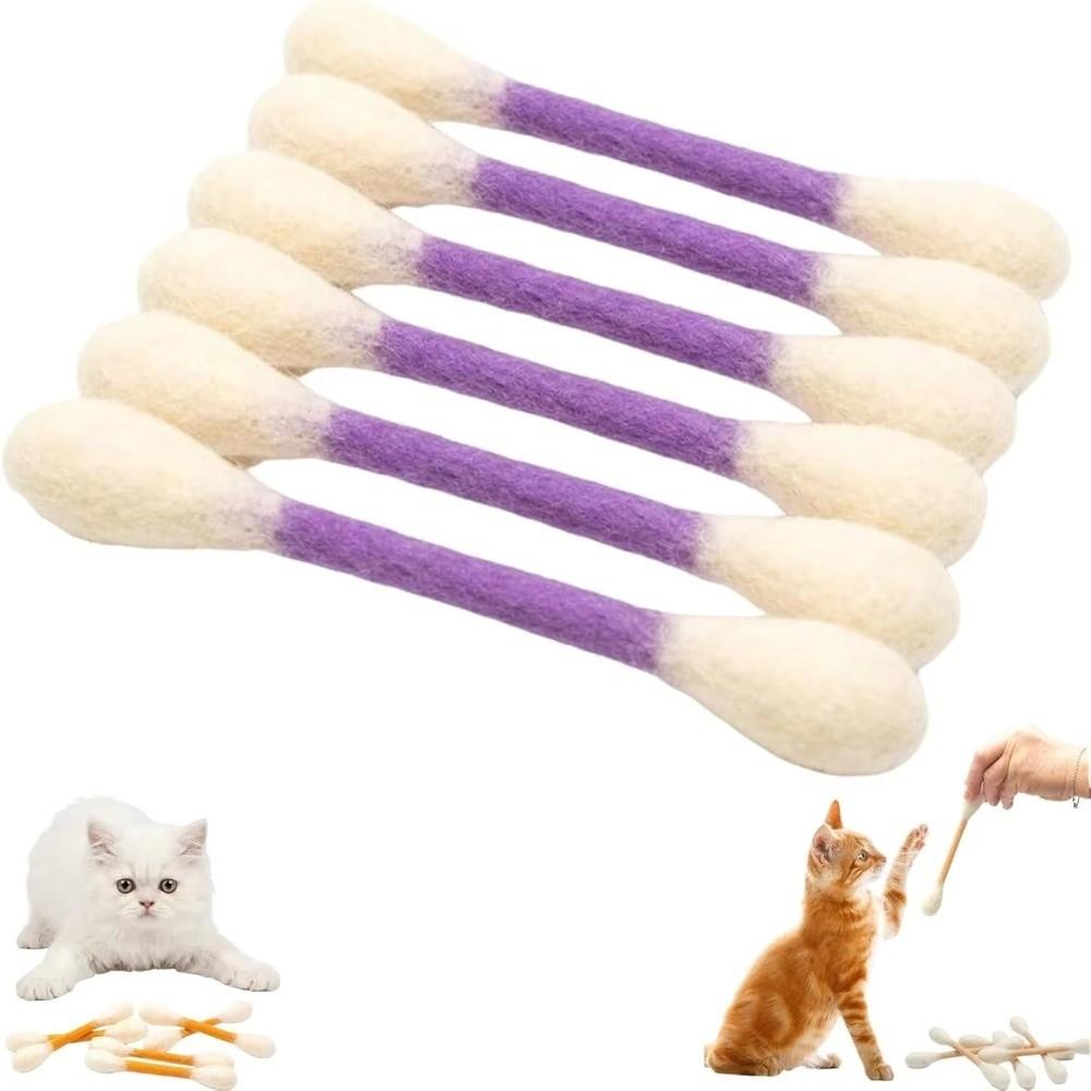 

6PCS Felt Cotton Swabs Cat Toys Soft Kitten Toy Creative Interactive Kick Stick Cat Lovers фіолетовий