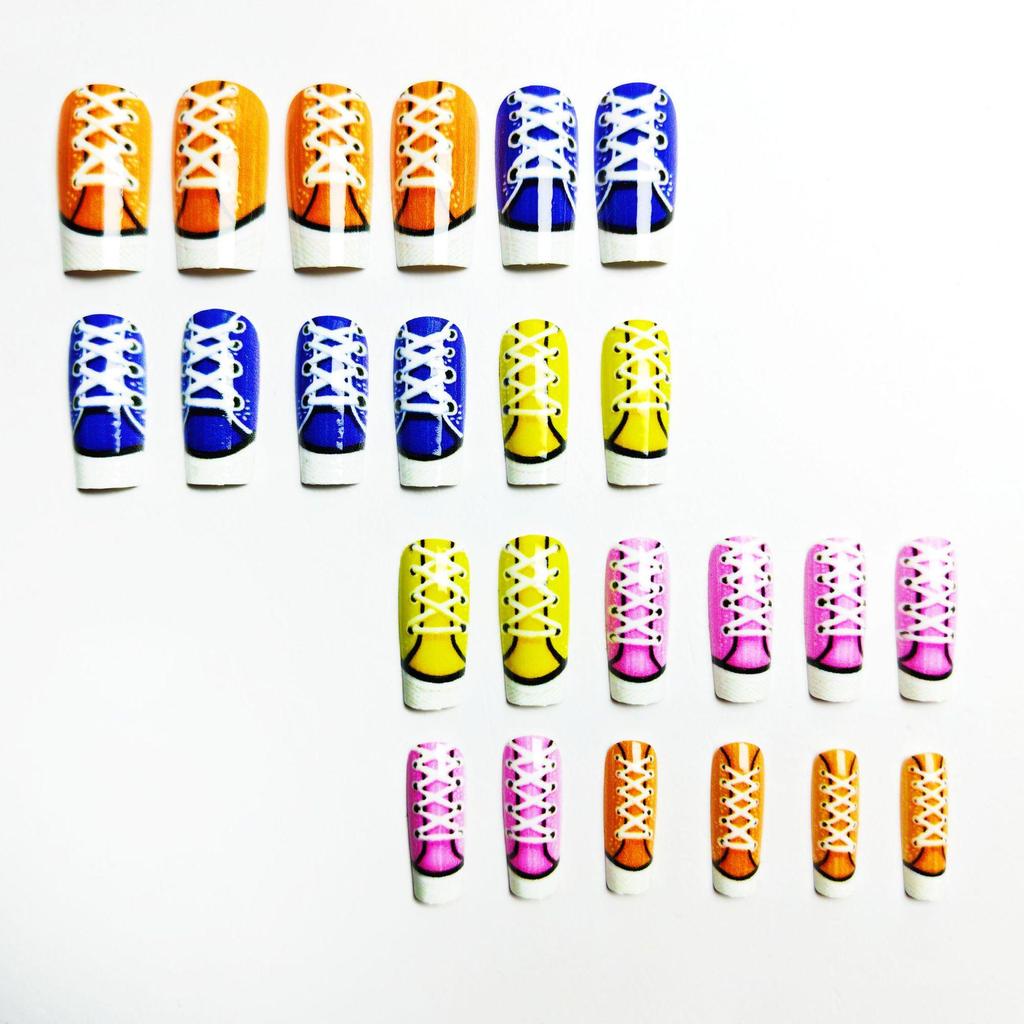 Colorful Mid-Length European Square Nail Art Stickers - Detachable, Wearable Fashion for Personalized Style