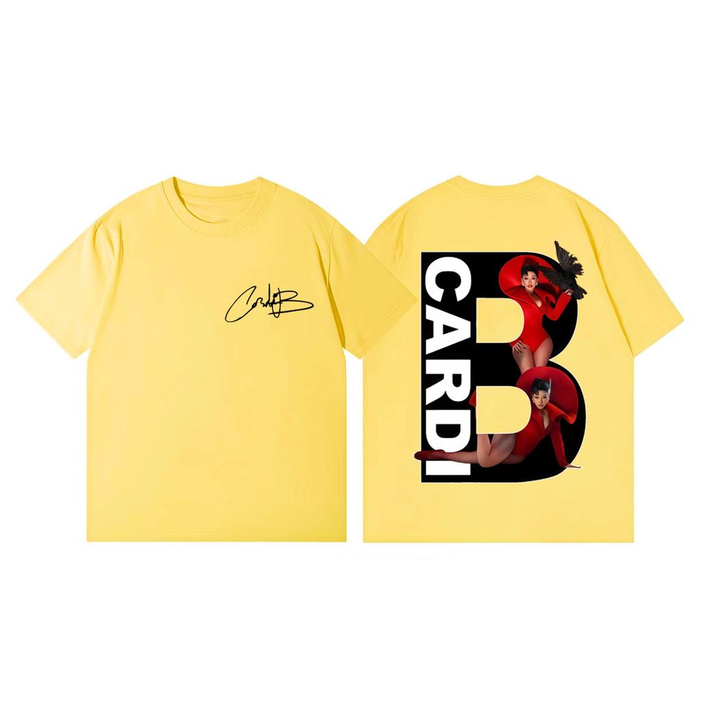 Rapper Cardi B Album Merch Tshirts Harajuku Hip Hop Pop Music Short Sleeve Tshirt Unisex Women Casual Fashion Oversized T Shirts