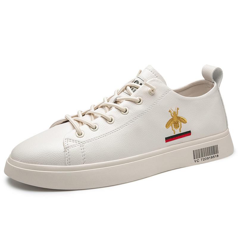 Leather board shoes low-top big-name little bee summer breathable men's sports and leisure shoes breathable increase