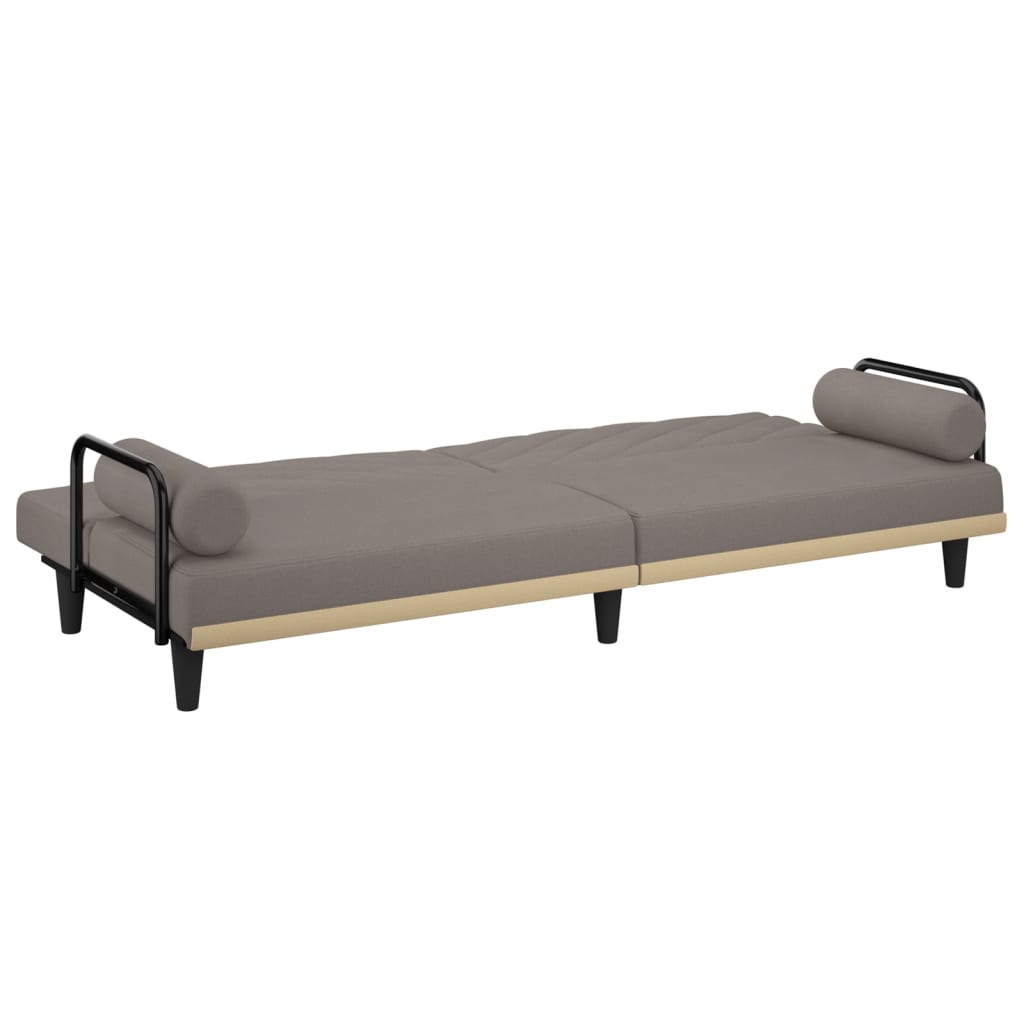 Sofa Bed with Armrests Taupe Fabric