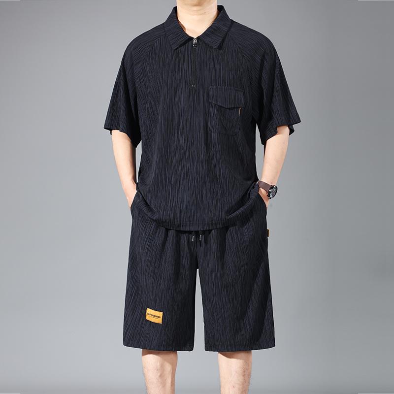 Nadměrná velikost 4XL-10XL Oversized Polo Tričko Letní Šortky Sety Vintage Oblečení Pánské 2dílná Sada