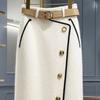 Matakawa Spring Autumn Women Skirts Fashion Chic Faldas Mujer A Line Elegant Simple Sweet Long Skirt