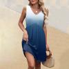 Women's Summer V-neck Casual Beach Vacation Style Gradient Sleeveless Patchwork Dresses