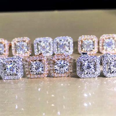 Simple Square Shaped Stud Earrings for Women Full Cubic Zirconia Shiny Wedding Jewelry Statement Earrings Wholesale Lots