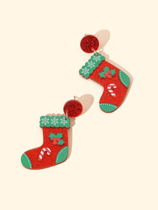 

Серьги из настоящего золота с гальваническим цирконием и жемчугом в форме рождественской елки — элегантный и модный дизайн высокого класса 53# красный