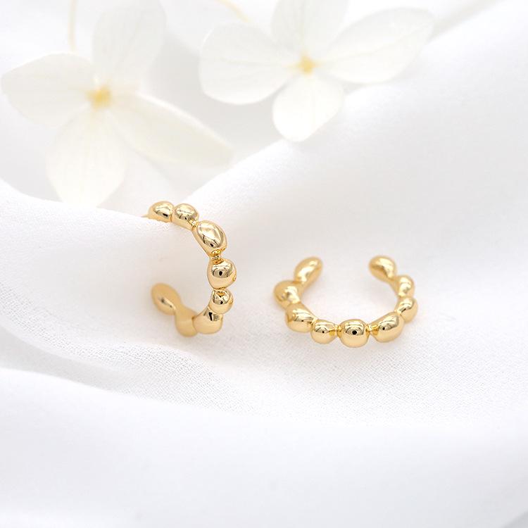 14K Gold Plated Pure Copper Ear Cuff: No-Piercing, Simple, Elegant Jewelry for Women