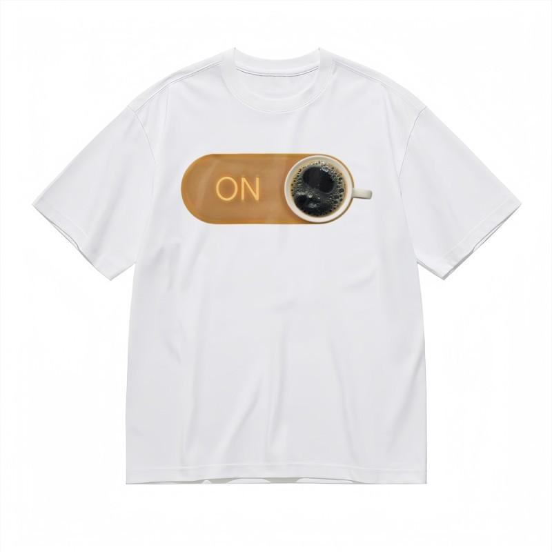 

Men s Comfy Classic T-Shirt Brown Yellow ON Design with Coffee Art Cotton Tee 4XL