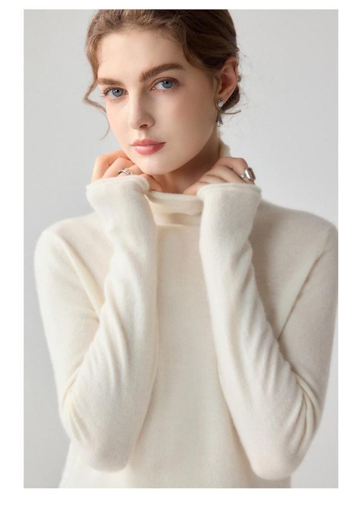 Women's Cashmere High-Neck Loose Pullover Knit Sweater