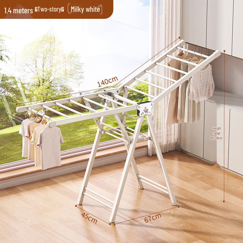 Adjustable Foldable Clothes Drying Rack for Indoor/Outdoor Use - Ideal for Bedroom, Balcony, and Baby Items.