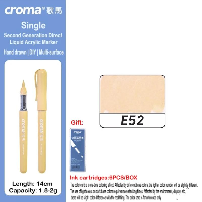 Croma 160/1 Farben Nachfüllbares Direktflüssig-Acrylmarker-Set mit Weicher Spitze, Waschbarer Aquarellpinsel Schulausstattung