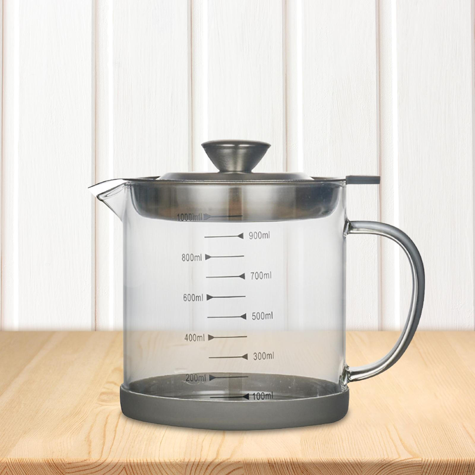 Crystal Clear Glass Oil Dispenser with Easy-Pour Spout and Measurement Guide 1000ML