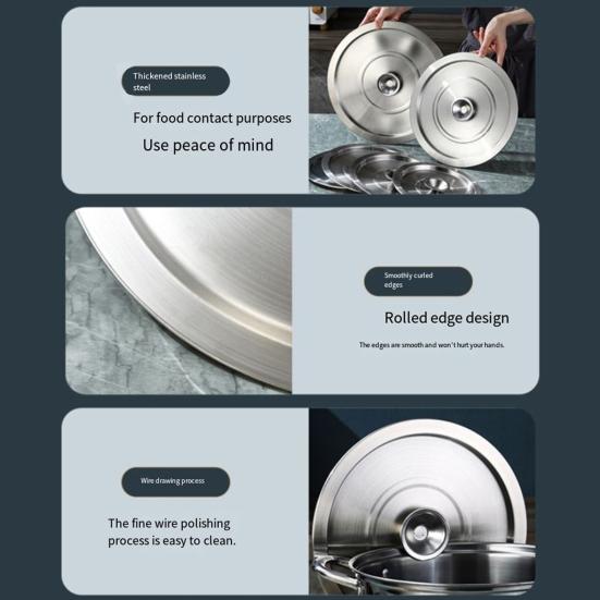 Yousheng Rostfritt Stål Grytlock Universellt Ångtåligt Lock Värmetåligt Knopphandtag Lättlyftande Lock för Burk och Grytor Köksredskap