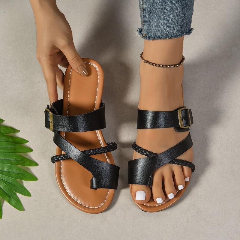 New Summer Plus Size Women's Toe Thong Fashion Flat Heel Casual Slide Sandals
