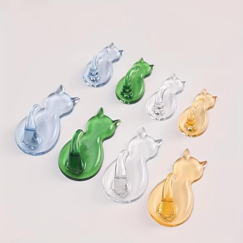 2pcs Adorable Cat-Shaped Sticky Hooks Easy Install, No Drilling Required Perfect for Hanging Belts, Keys For Kitchen Bathroom Office