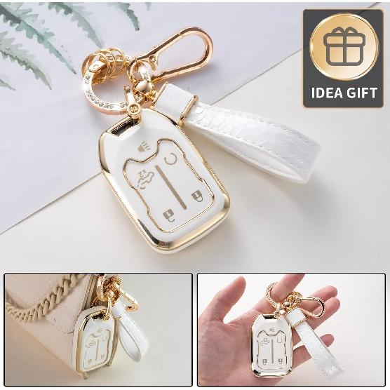 GMC Key Fob Cover with GM Keychain, Car Key Fob Case Compatible with 2019 2020 2021 2022 Chevy Silverado