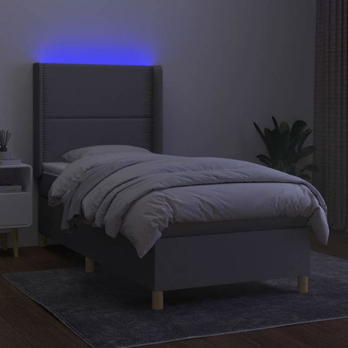 VidaXL Slat Bed Base with Mattress and LED, Upholstered Bed, Single Bed, Adult Bed for Interior Bedroom, 3138773