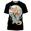 Uomo Donna Top Samurai Cartoon Animal 3D Printing Tees T-shirt streetwear a maniche corte fresca stile Harajuku divertente quotidiana