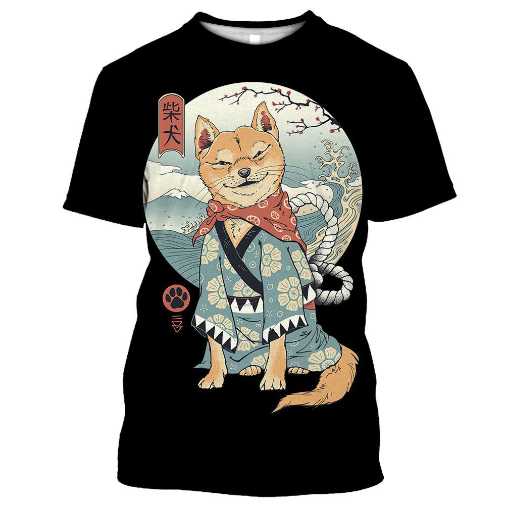 Uomo Donna Top Samurai Cartoon Animal 3D Printing Tees T-shirt streetwear a maniche corte fresca stile Harajuku divertente quotidiana