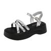Small sandals sweet cool leak toe thick sole cross one word buckle new summer beach sandals