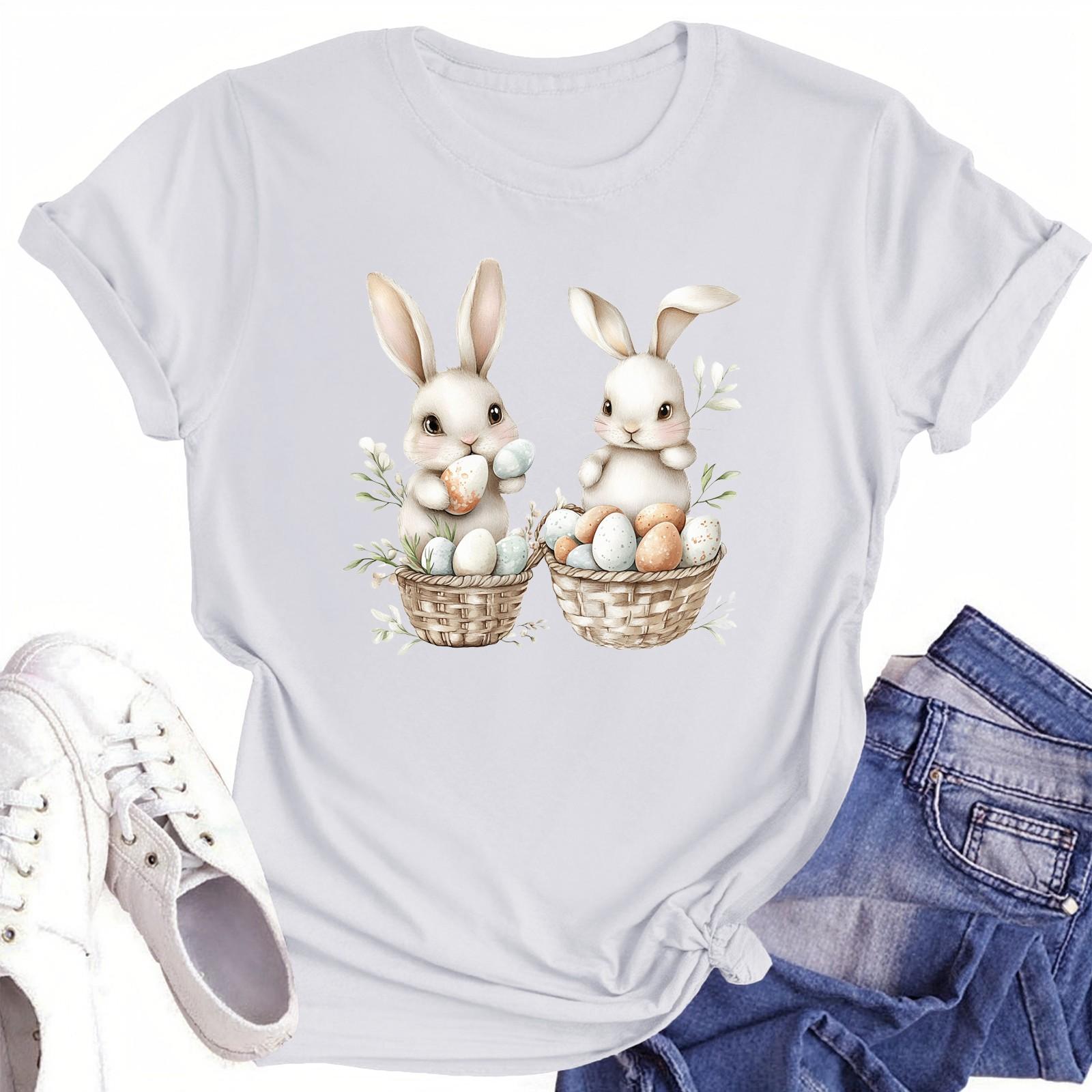 

Жіноча повсякденна футболка з круглим вирізом і короткими рукавами XL білий