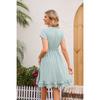 Women's V-Neck Waist Belt Short Sleeve Dress Casual Summer Slimming A-Line Flowy Midi