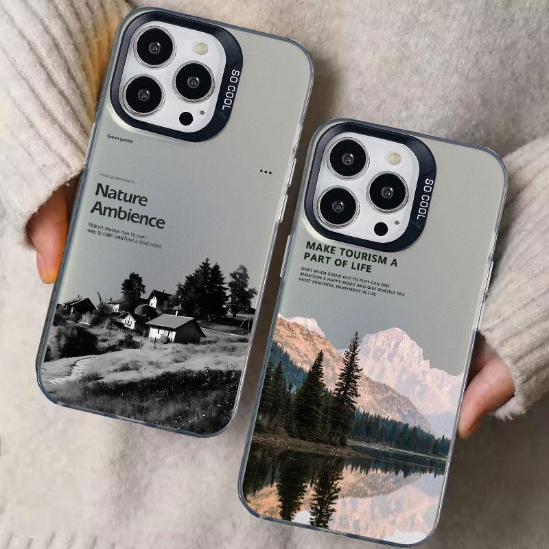 Travel Mountain Beach Proverb Laser Phone Case for Iphone 16 15 14 Pro Max Plus 17 Pro Max 13 12 Mini 11 Pro Max Cover Fundas