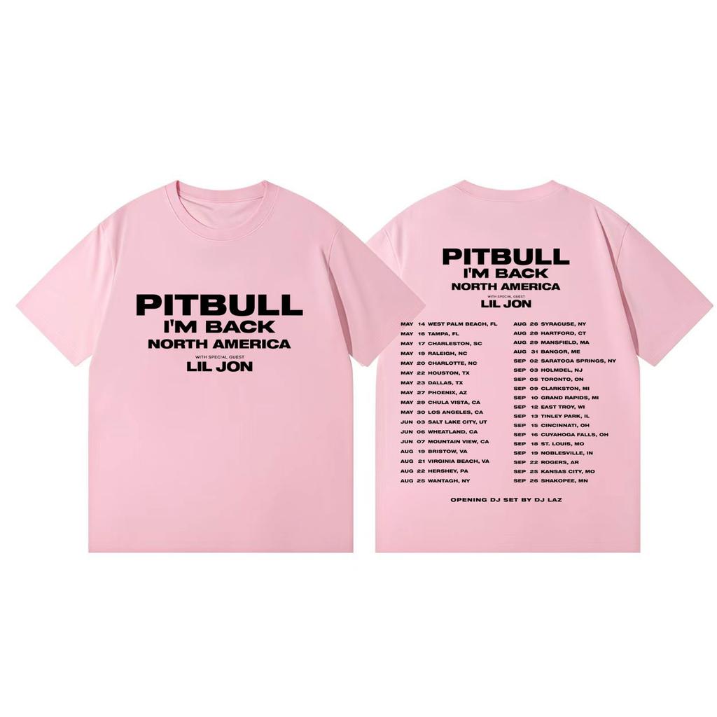 Rapper Pitbull Im Back Tour 2026 T-Shirt Herren Damen Hip Hop Mode Kurzarm T-Shirts Sommer Freizeit Locker Baumwoll T-Shirts