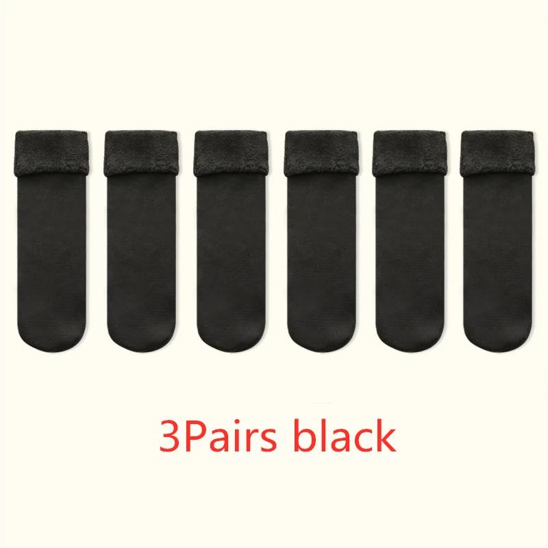 3 Pairs/ lot Women Winter Warm Thicken Thermal Snow Socks Solid Color Floor Socks Soft Sleep Velvet Wool Cashmere Plus fleece