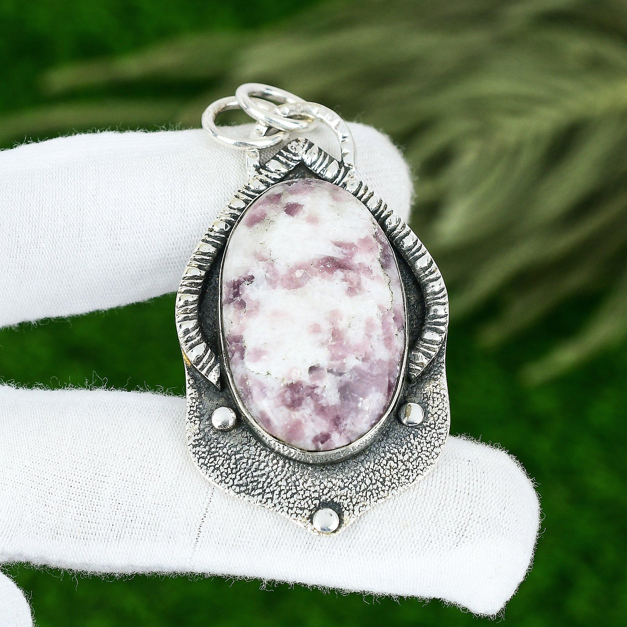 Natural Pink Tourmaline Gemstone Jewelry 925 Sterling Silver Pendant For Girls