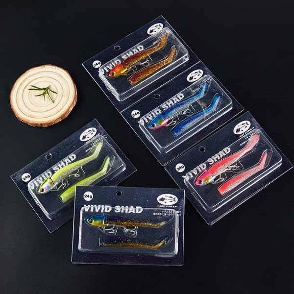 REEF DREAM Barschköder Vibration Jigkopf Shad Wurm 15g 24g 5-Farben-Set Scholle Barsch Zackenbarsch Blaufish