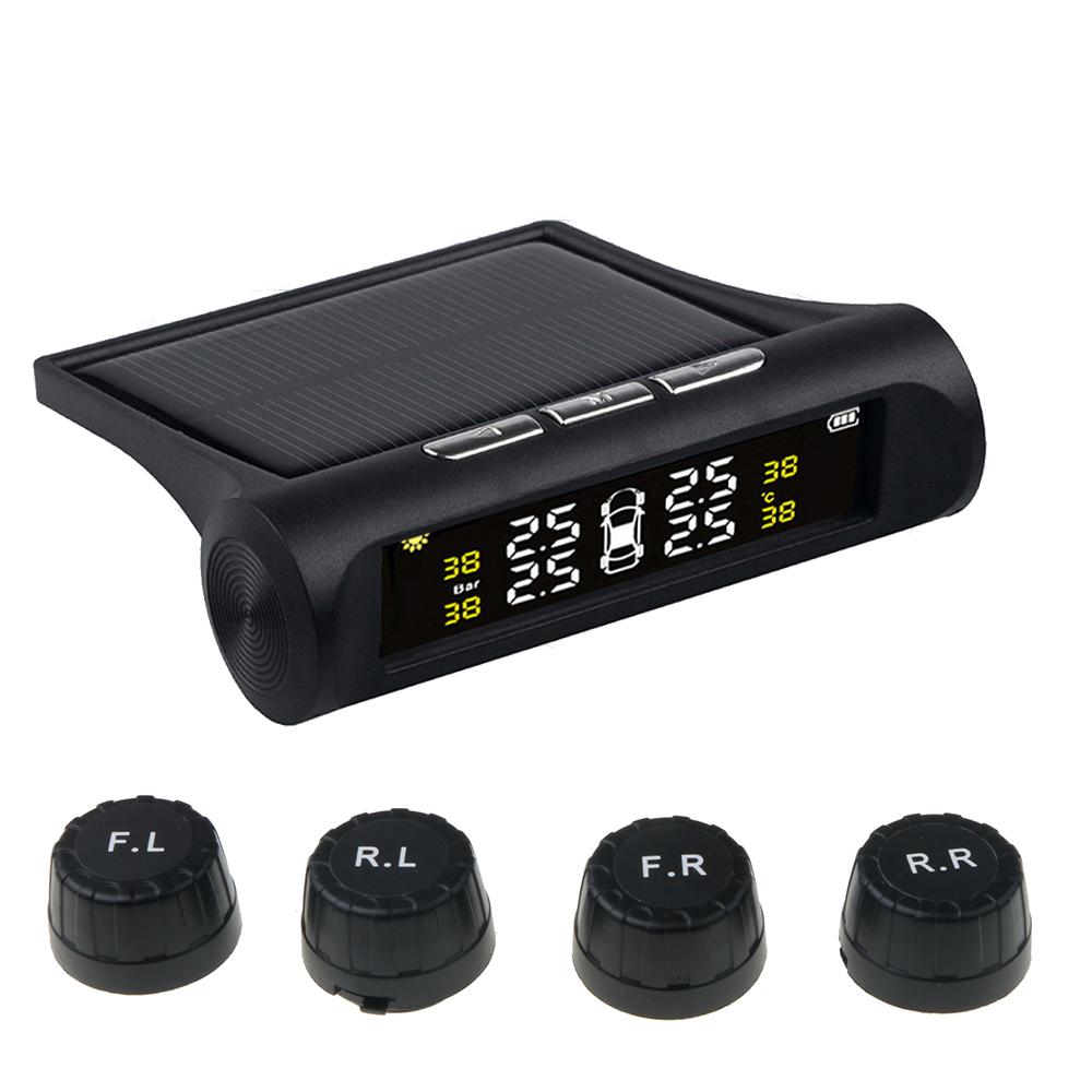 Car Solar USB Power Real Time Temperature Monitor TPMS High and Low Tire Pressure Alarm Digital Tire Pressure Monitoring System