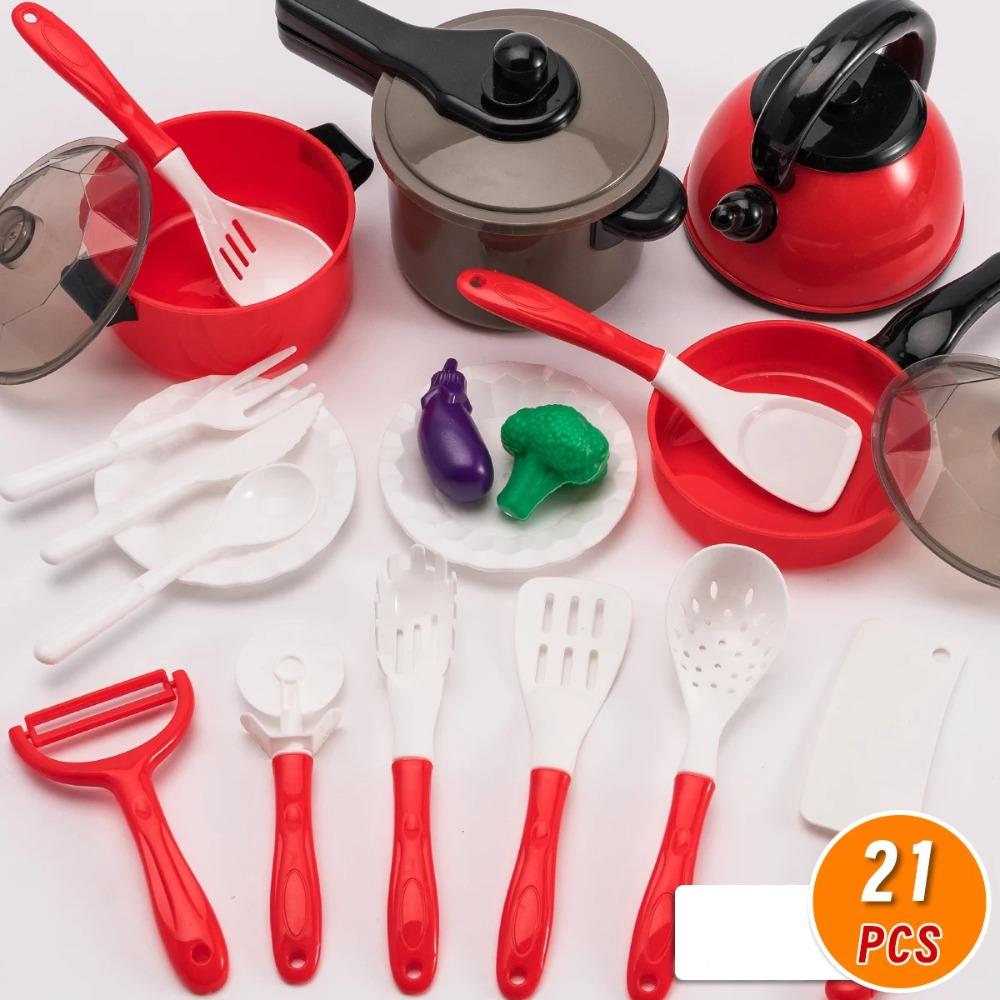 Children'S Kitchen Toy Set For Boys And Girls Playing Home Simulation Kitchenware Cooking, Stir Frying, Cutting And Enjoying