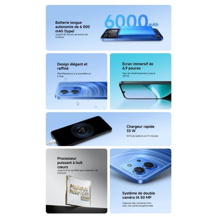 Smartphone Xiaomi Redmi 15C 4GB 128GB 6.9" 120Hz Batería 6000mAh Carga Rápida 33W Azul