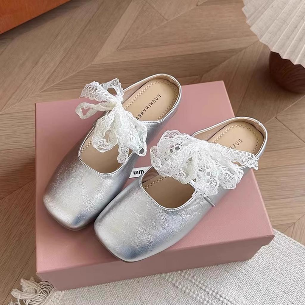 Flat Bottom Soft Bottom Bag Head Half Slippers Women's Outer Wear 2025 New Spring and Summer Cool Slippers Mary Jane Gentle Evening Shoes