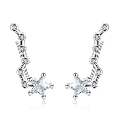 Big Dipper Personality Design Silver Jewelry Stud Earrings, Women's Fashion Versatile Five-pointed Star Earrings Earrings