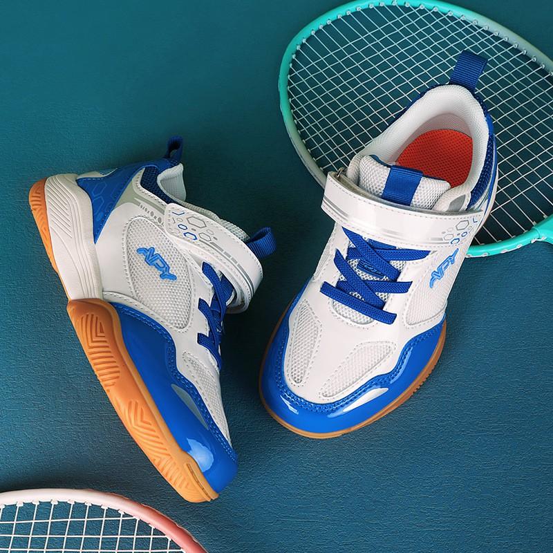 Kids Indoor Sports Shoes Badminton Tennis Pickleball Lightweight Breathable Non-Slip Court With Velcro